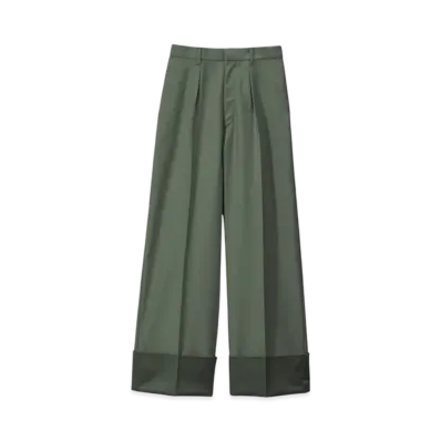 Graphpaper Cotton Cupro Back Satin Wide Trousers "Green"