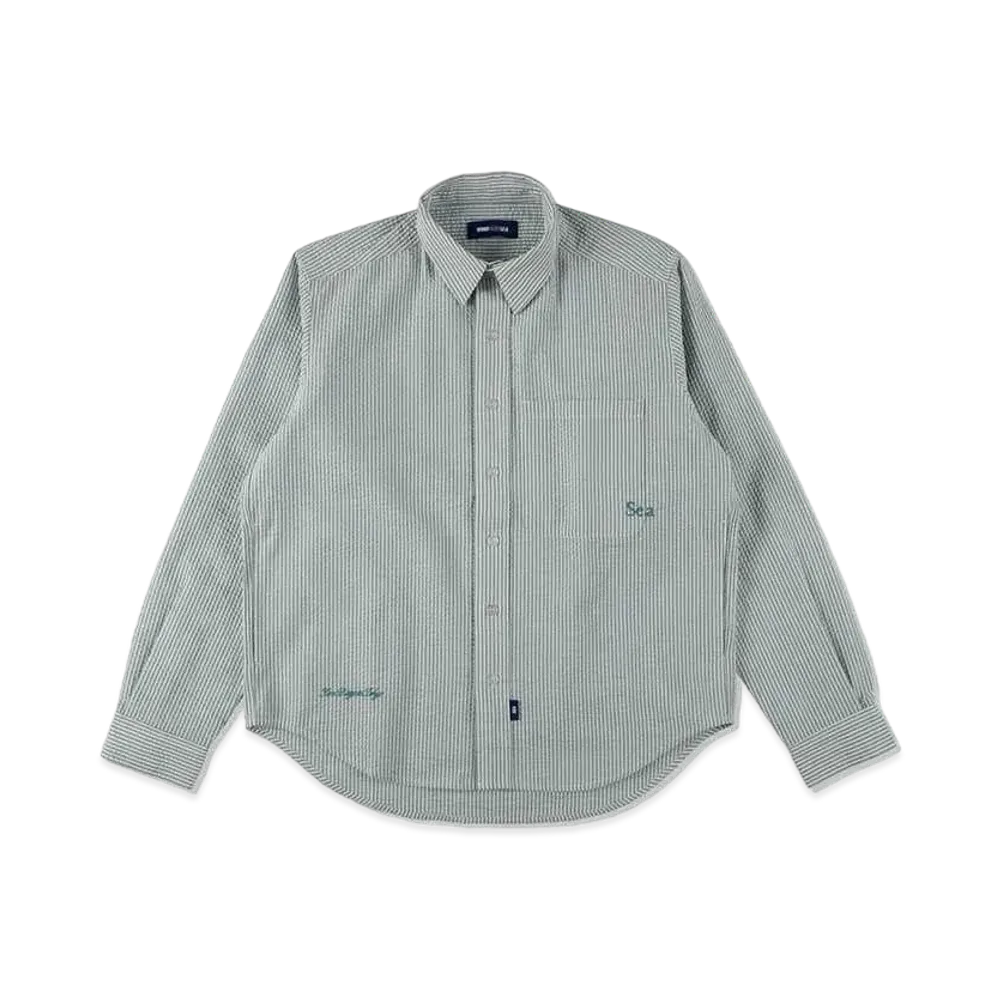 WIND AND SEA Seersuker Stripe Shirt "Green"