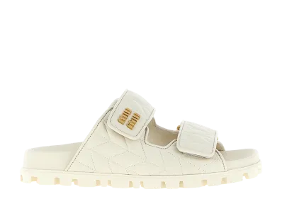 MIU MIU Women's Matelassé Nappa Sandals "White"