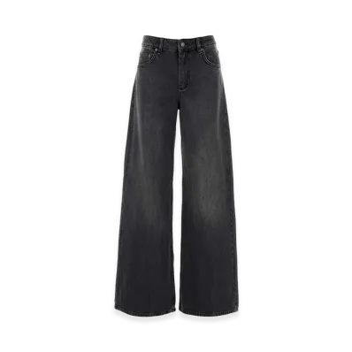 Marine Serre Women's Denim Wide-Leg Jeans "Black"