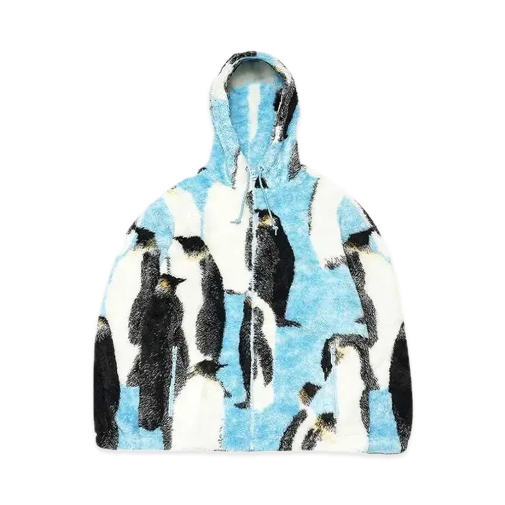 Supreme Penguins Hooded Fleece Jacket "Blue"