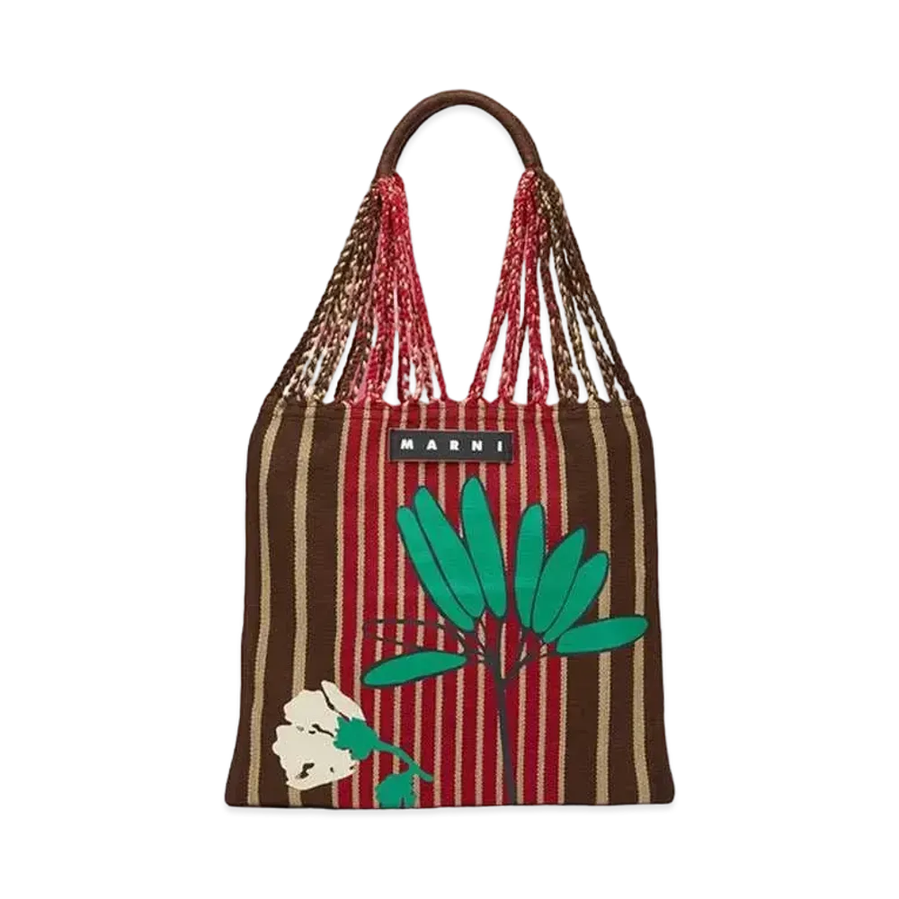 Marni Multicolor Floral Motif Crochet Marni Market Hammock Bag "Raspberry"