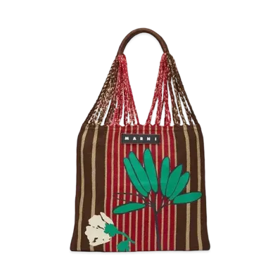 Marni Multicolor Floral Motif Crochet Marni Market Hammock Bag "Raspberry"