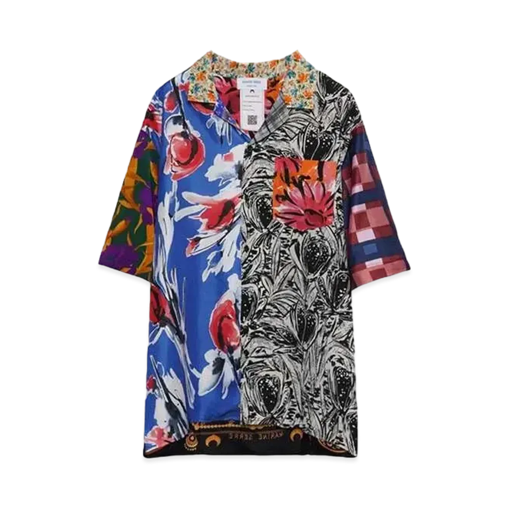 Marine Serre REGENERATED SILK SCARVES BOWLING SHIRT "MULTI"