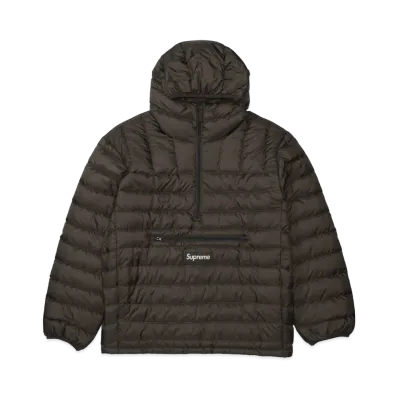 Supreme Micro Down Half Zip Hooded Pullover "Dark Brown"