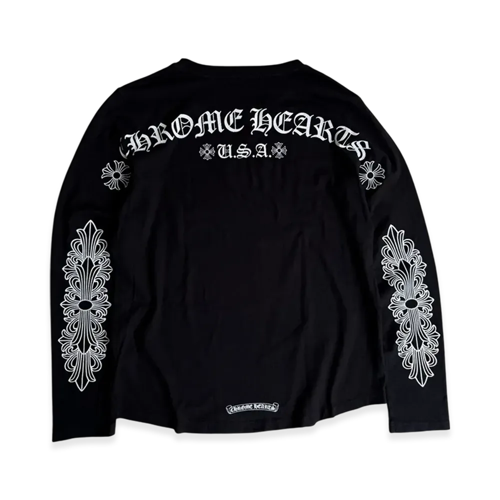 Chrome Hearts Floral USA Long Sleeve T-shirt "Black"