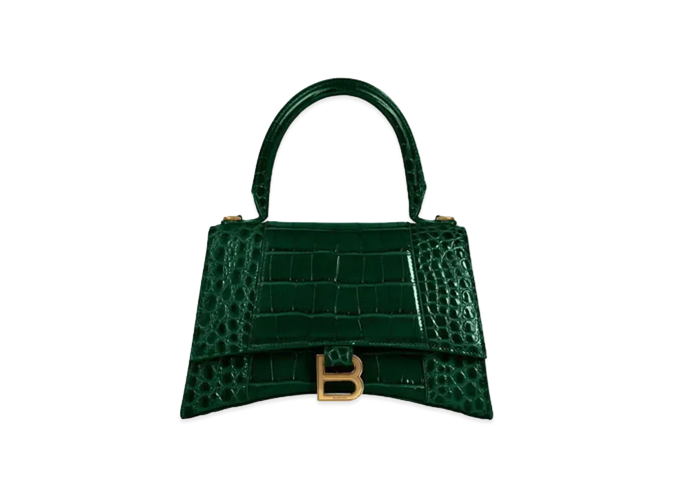 BALENCIAGA Women's Hourglass Small Top Handle Bag "Forest Green"