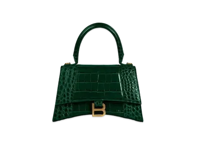BALENCIAGA Women's Hourglass Small Top Handle Bag "Forest Green"