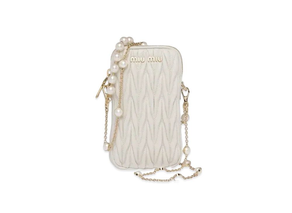 MIU MIU Materassenapa Leather Mini Bag "White"