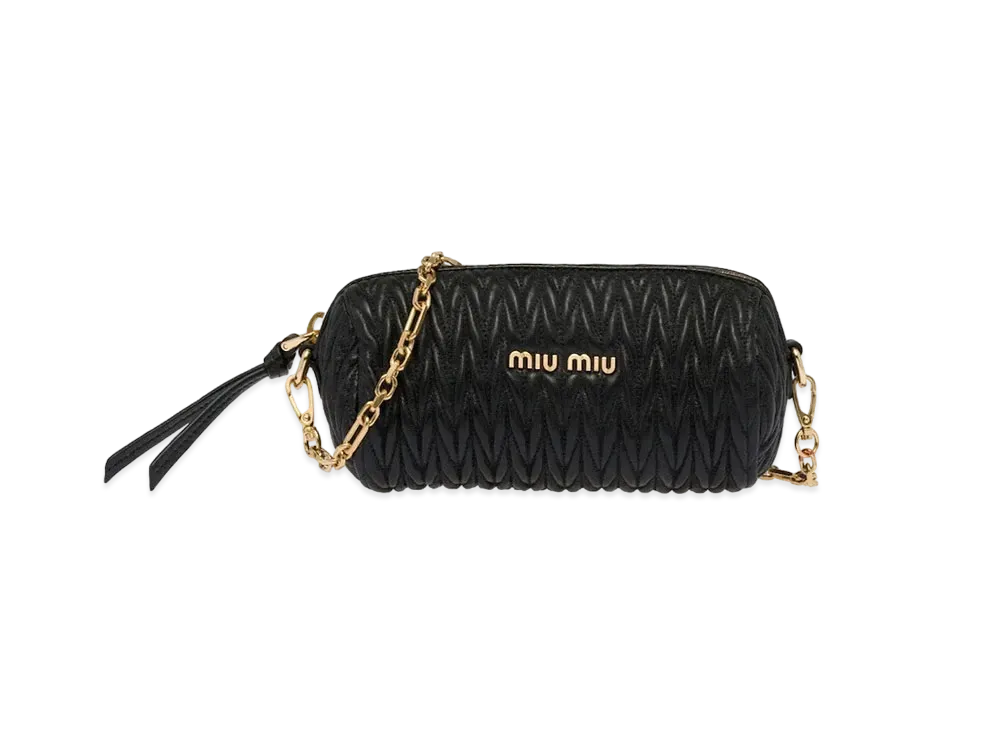 MIU MIU Matelasse Nappa Leather Shoulder Bag "Black"