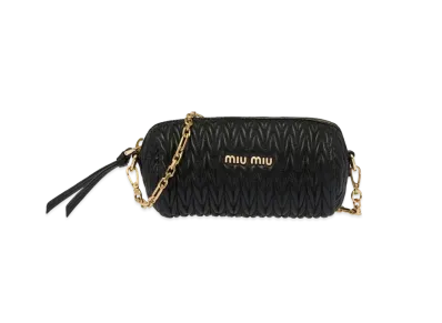 MIU MIU Matelasse Nappa Leather Shoulder Bag "Black"