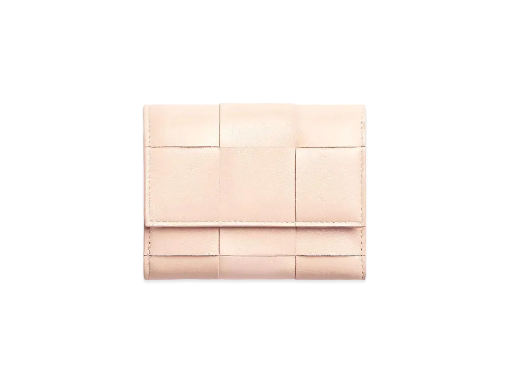Bottega Veneta Trifold Zip Wallet "Melon Washed"