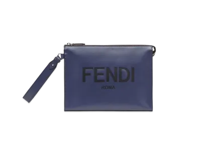 FENDI Flat Slim Clutch Blue Leather Slim Clutch "Blue"