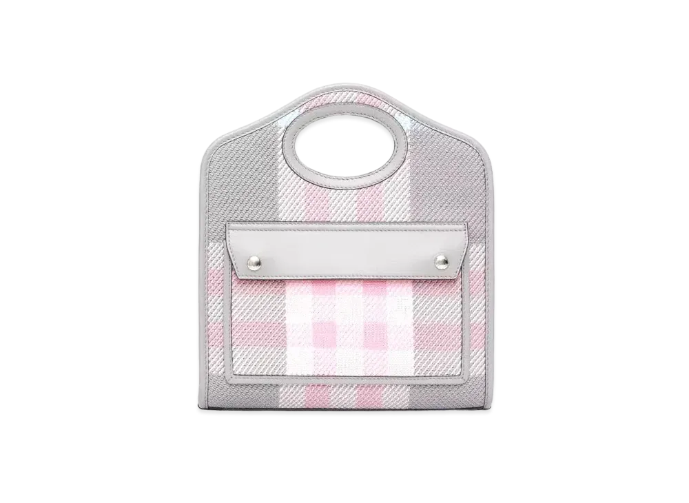 Burberry Mini Knit Check & Leather Notebook Pocket Bag "Gray"