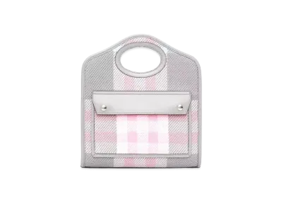 Burberry Mini Knit Check & Leather Notebook Pocket Bag "Gray"