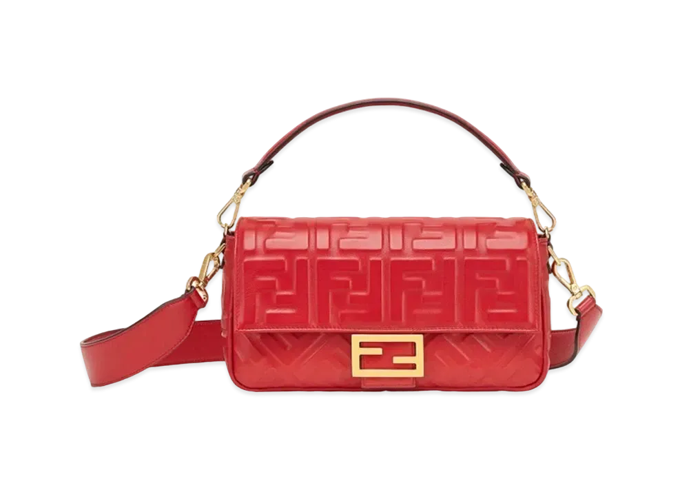 FENDI Baguette Nappa Leather Bag "Red"