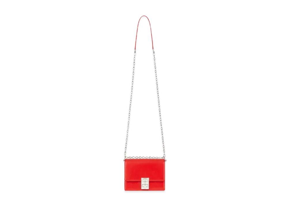 GIVENCHY Small 4G Bag in Box Leather with Chain "Red"