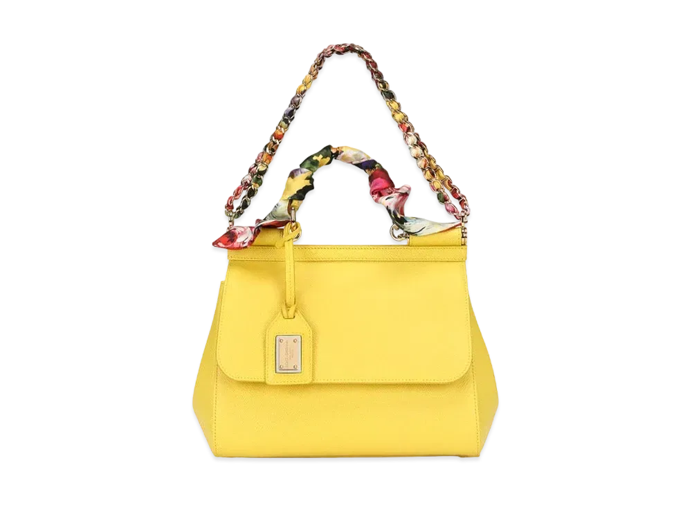 Dolce&Gabbana Sicily Bag Medium Dauphine Calfskin Scarf "Yellow"