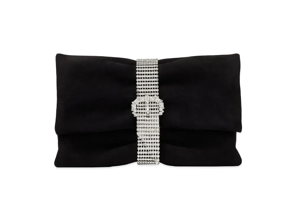 Jimmy Choo Daisy Suede Clutch Bag With Crystal Belt Buckle "Black"