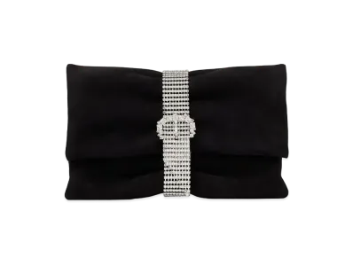 Jimmy Choo Daisy Suede Clutch Bag With Crystal Belt Buckle "Black"