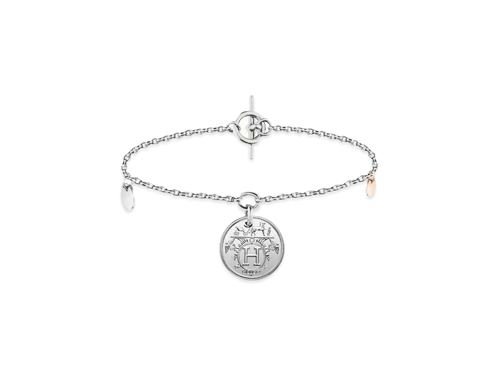 Hermes Hermes Ex-Libris Bracelet PM "Silver/Pink Gold"
