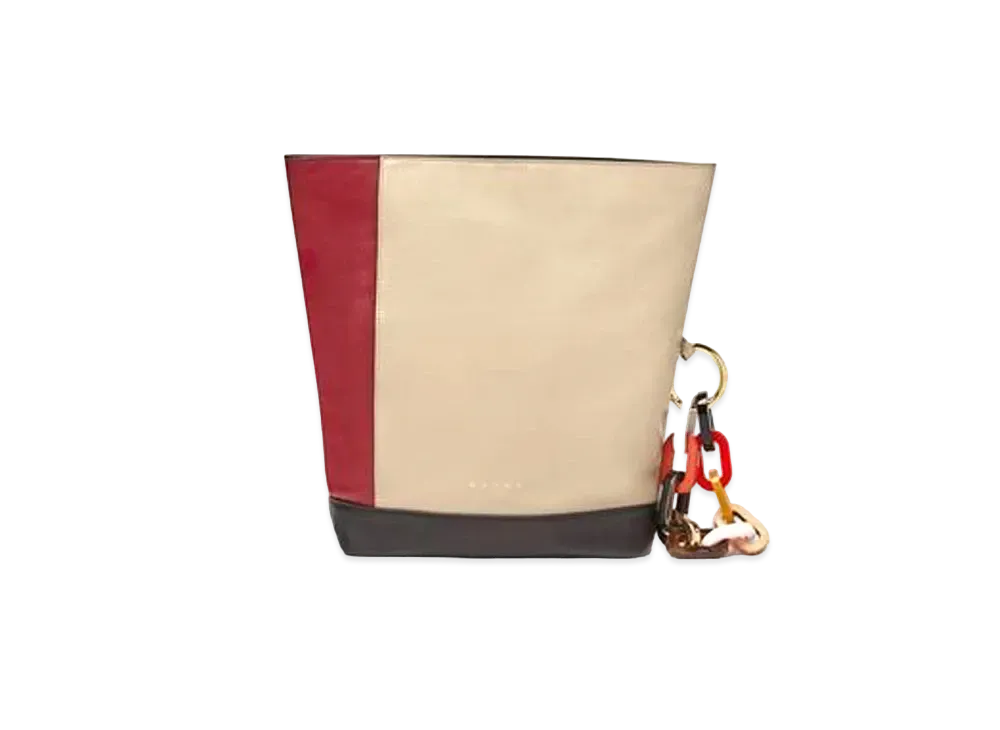 Marni Smooth Calfskin Clutch with Multi Coloured Resin Chain