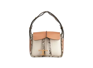 TOD'S Leather & Fabric Bag Mini "Brown/Beige/Cream"