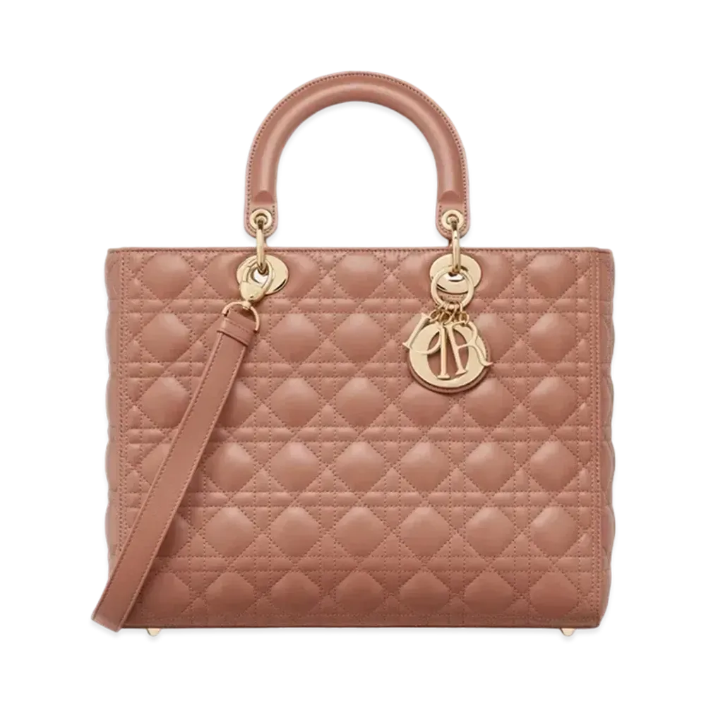 Dior Large Lady Bag Cannage Lambskin "Blush"