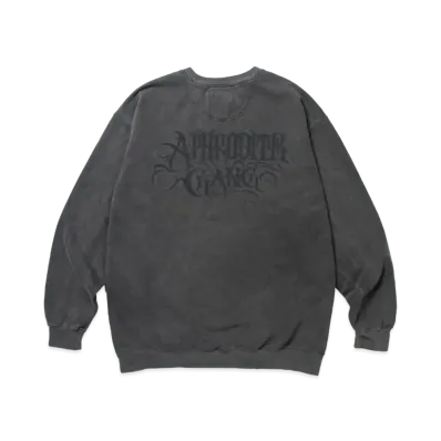 APHRODITEGANG Classic Logo Print Pigment Dye Crewneck Sweat Shirt "Black"