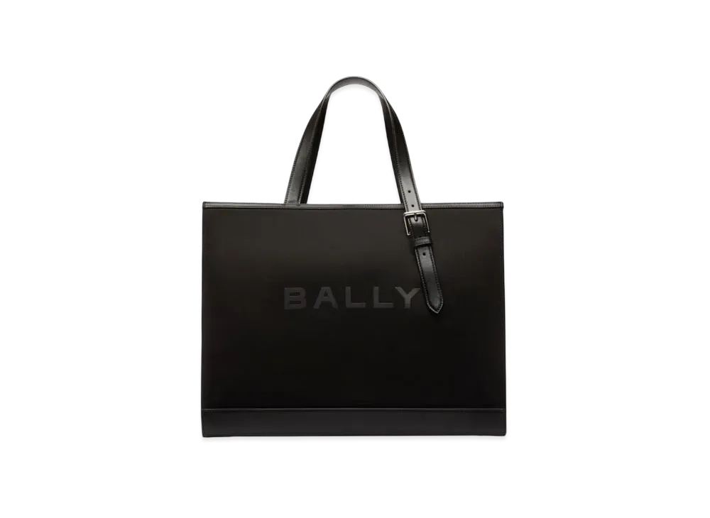 Bally Bar Tote Bag In Nylon and Leather "Black"