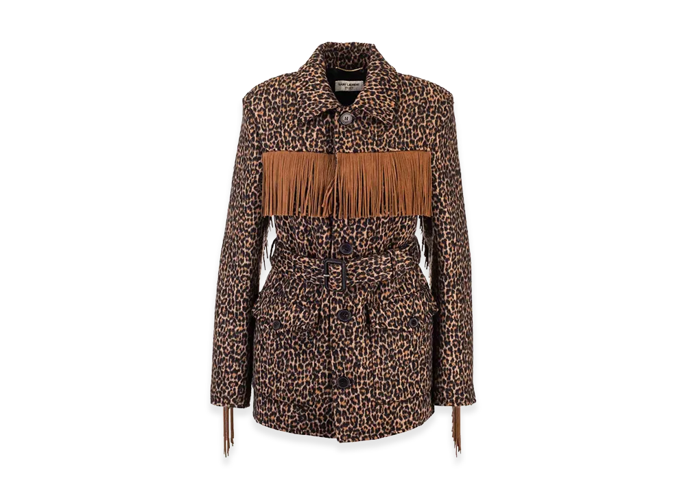Saint Laurent Women's Animal Print Coat "Brown/Black"