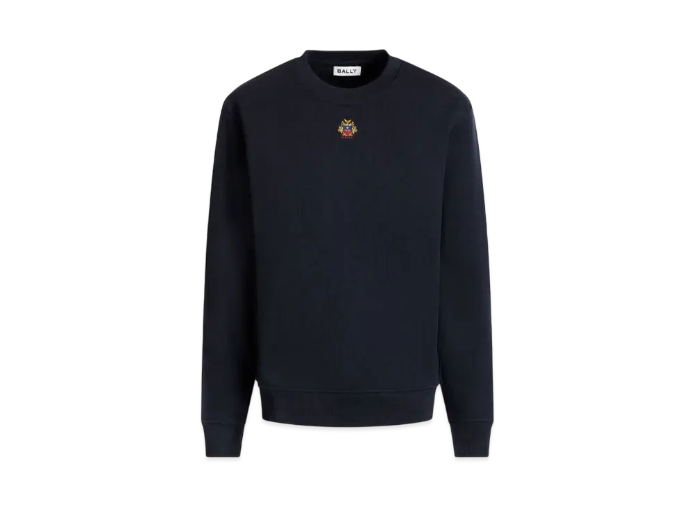Bally Crewneck With Bally Crest Logo In Navy Blue Cotton "Blue"