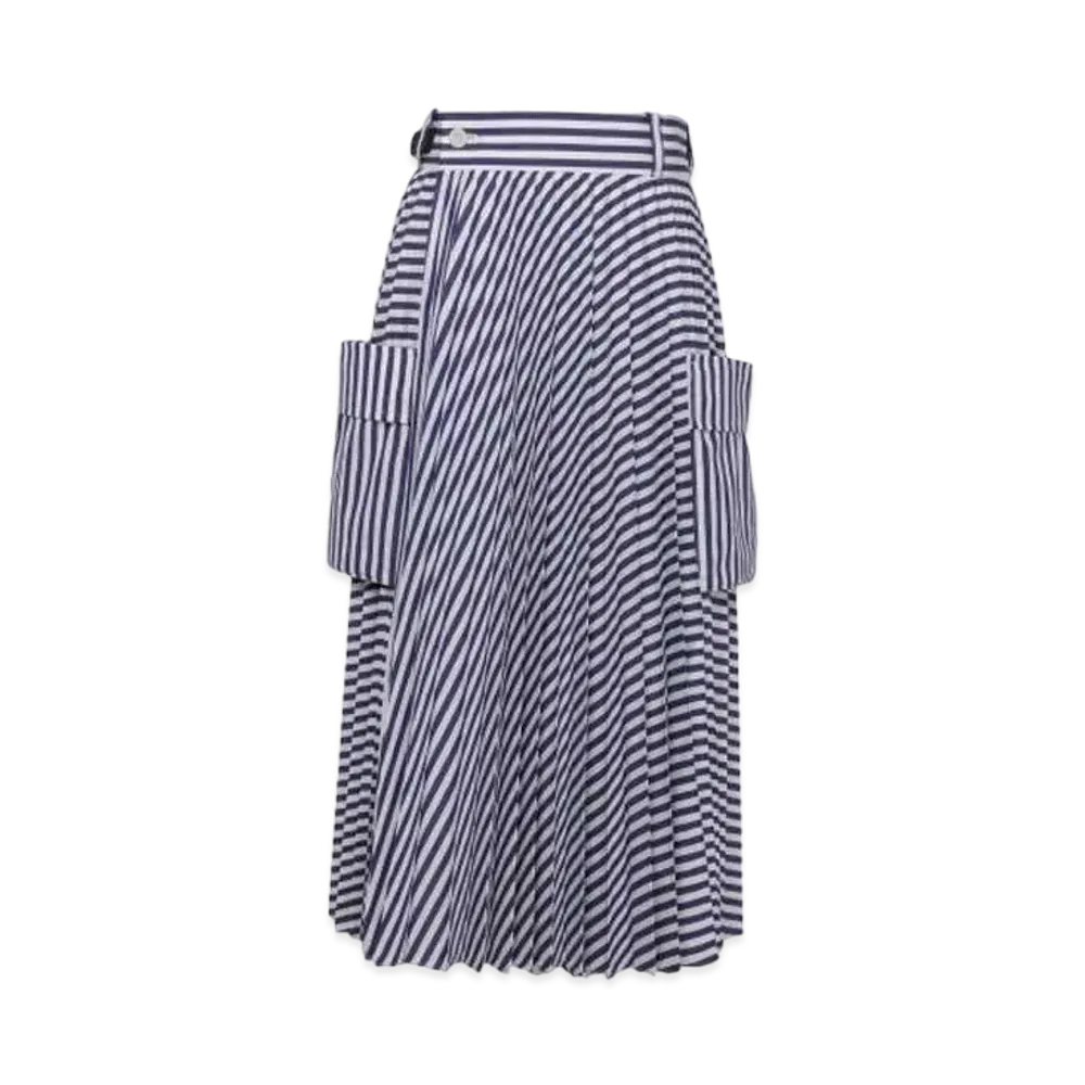 sacai Thomas Mason Cotton Poplin Skirt "Navy Stripe"
