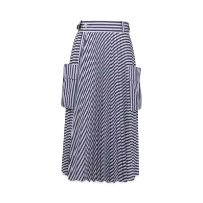 sacai Thomas Mason Cotton Poplin Skirt "Navy Stripe"