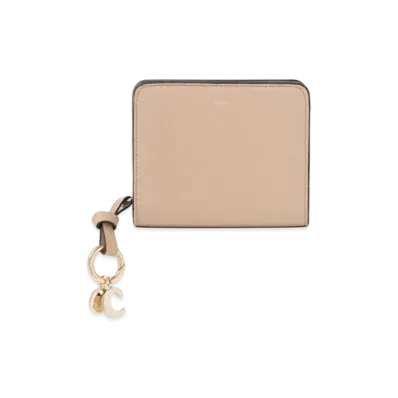 Chloe Alphabet compact wallet in grained leather "Floral Grey"