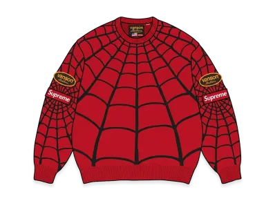 Supreme x Vanson Leathers Spider-Man Sweater "Red"