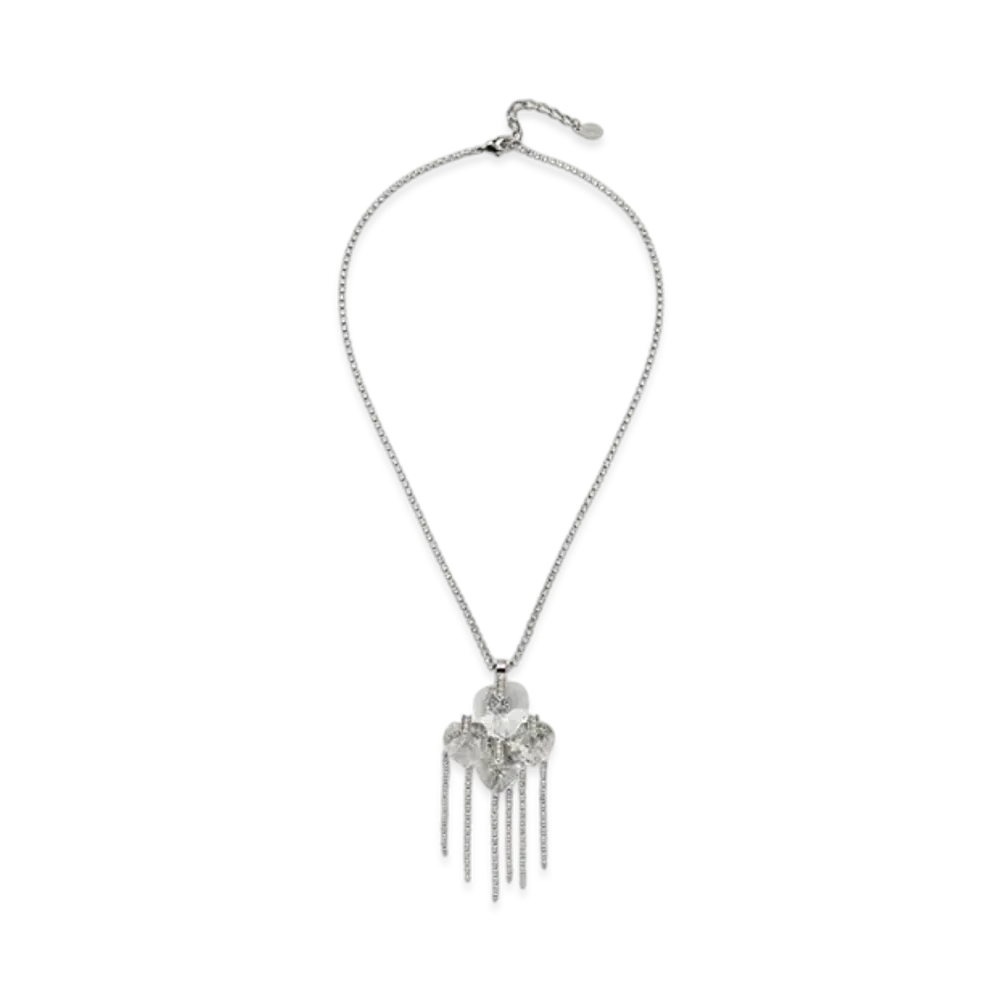 Jimmy Choo Heart Drop Necklace "Silver/Crystal"