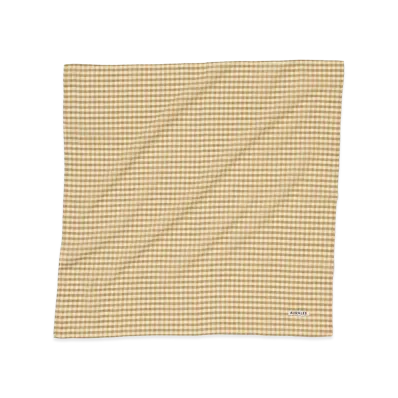 AURALEE Airy Light Cotton Check Scarf "Mustard Gingham Check"