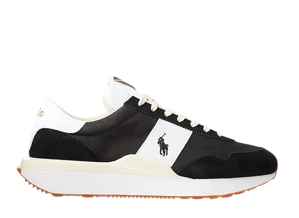 Polo Ralph Lauren Train 89 Suede and Oxford Sneaker "Black/White"