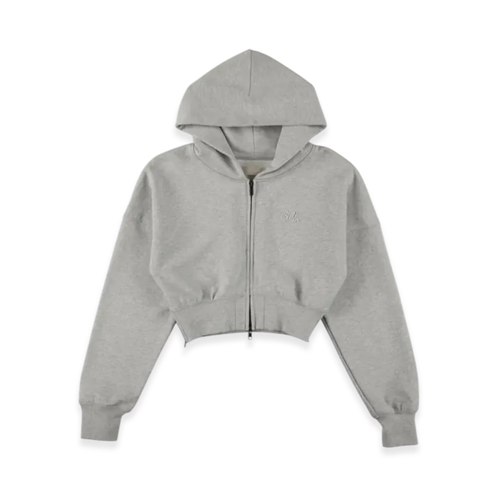 WIND AND SEA Cozy Zip Cropped Hooded Sweatshirt (Ladies) "Heather Gray"