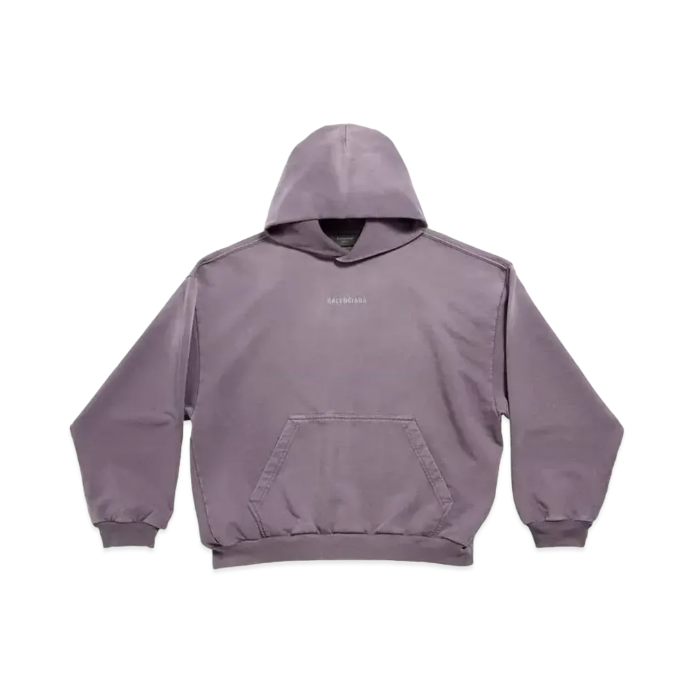 BALENCIAGA MENS Back Hoodie Medium Fit "Purple/Grey"