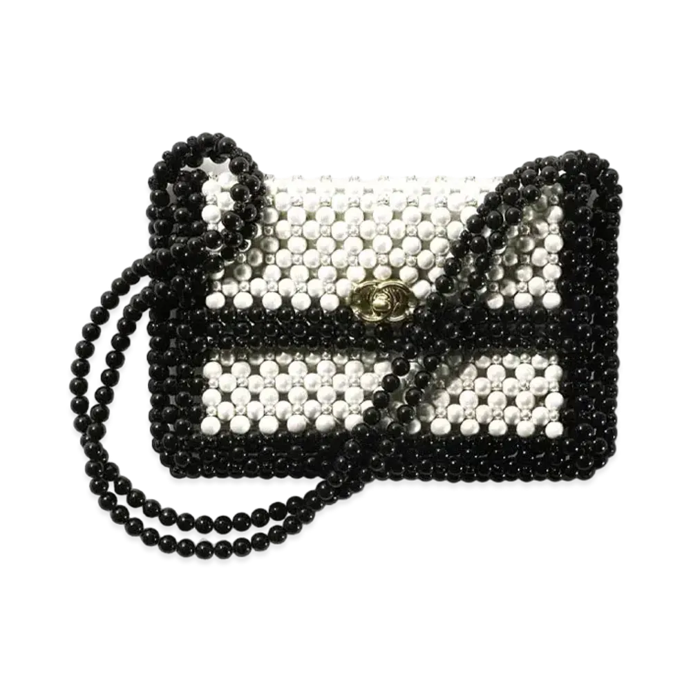 CHANEL Evening Bag Costume Pearl "White/Black"