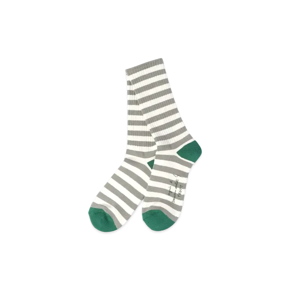 V.A. Fragment x agnes b. Border Socks "White/Grey"