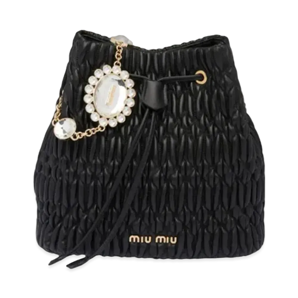 MIU MIU Mi Crister Nappa Leather Bucket Bag "Black"