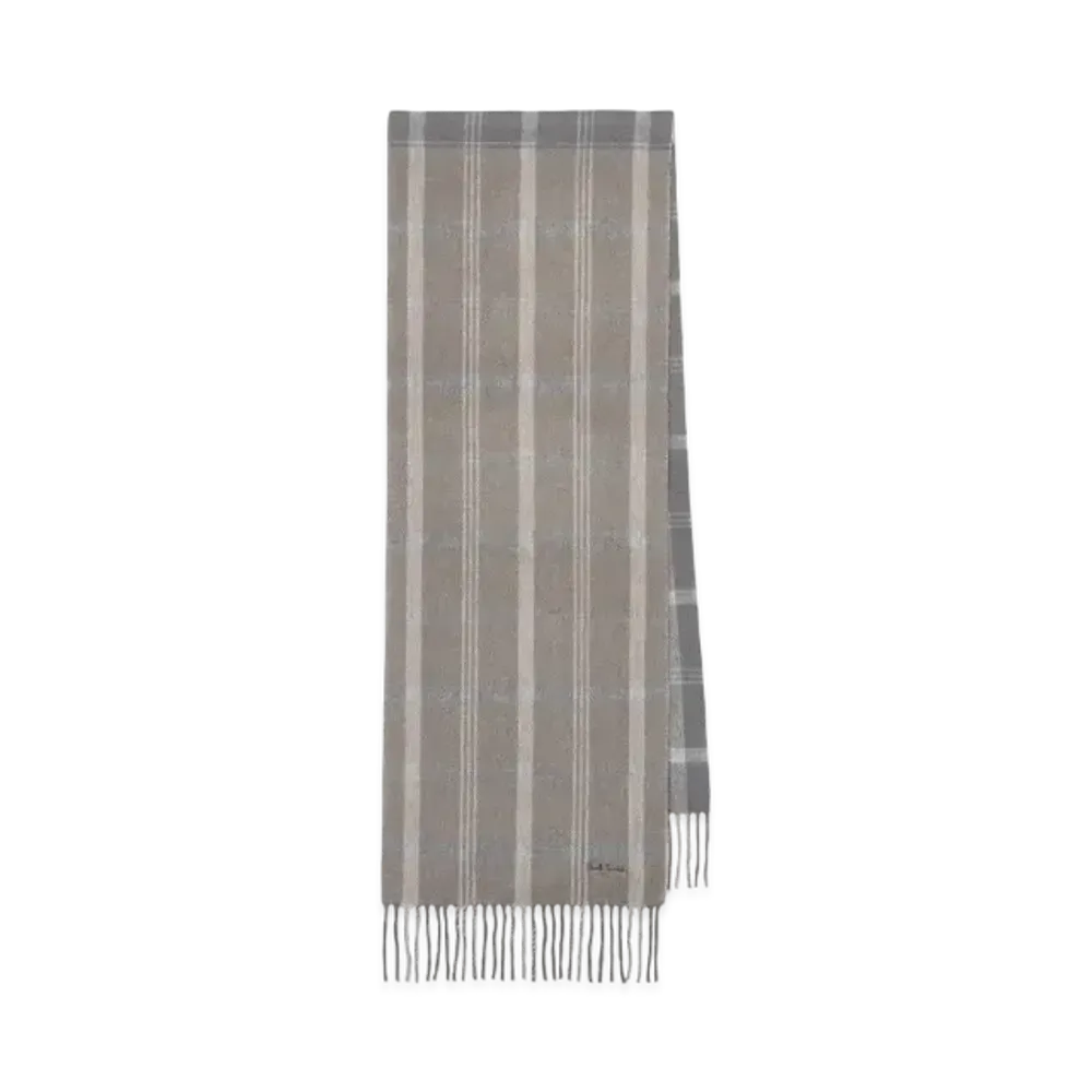 Paul Smith Bicolor Check Cashmere Blend Scarf "Brown"