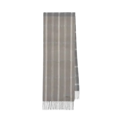 Paul Smith Bicolor Check Cashmere Blend Scarf "Brown"
