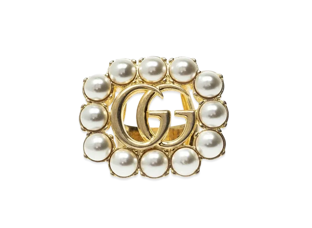 GUCCI Pearl Double G Ring