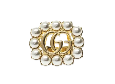 GUCCI Pearl Double G Ring