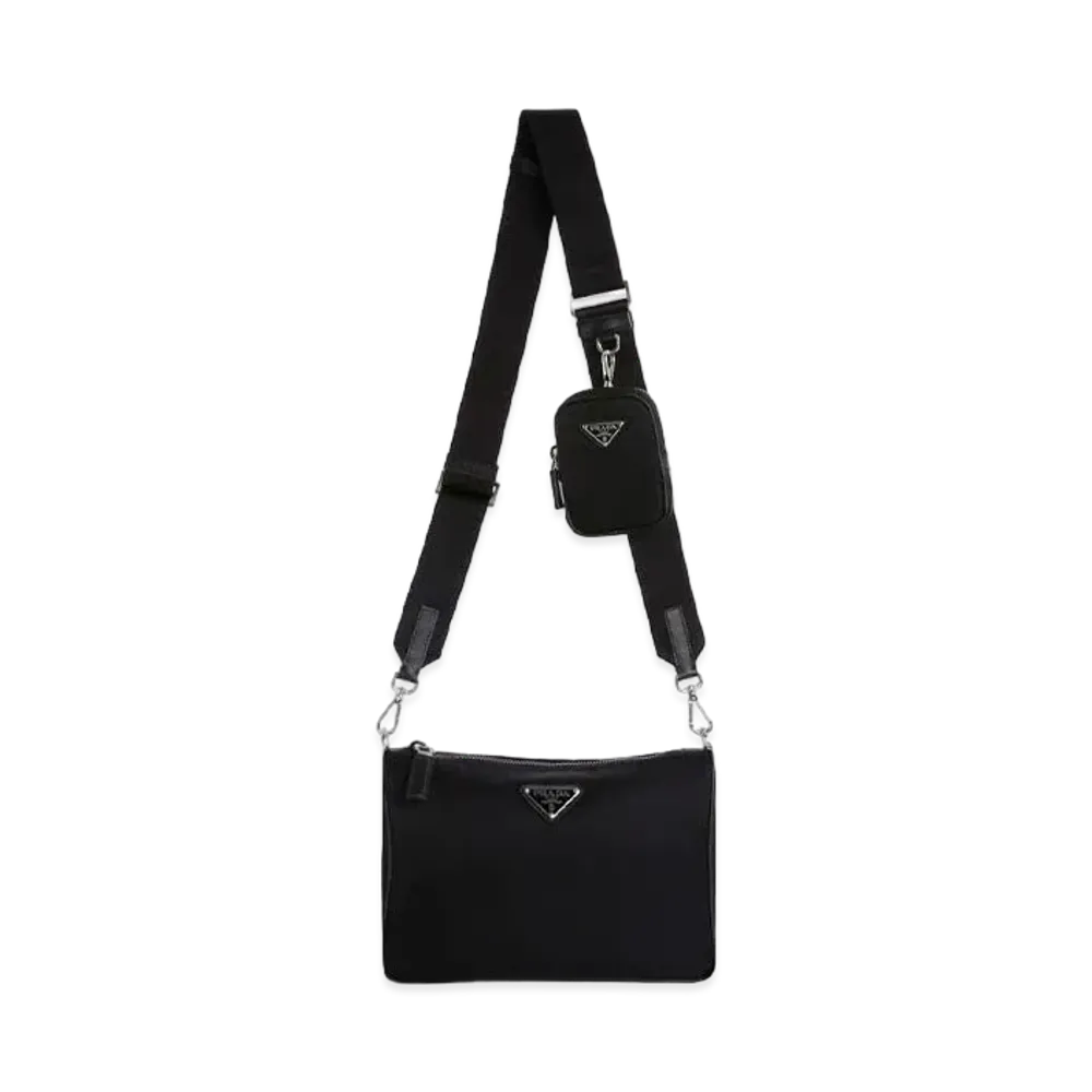PRADA Re-Nylon x Suffiano Leather Shoulder Bag "Black"