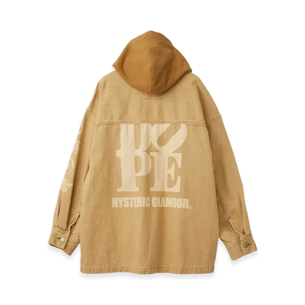 HYSTERIC GLAMOUR Dope Oversized Hooded Denim Blouson "Beige"